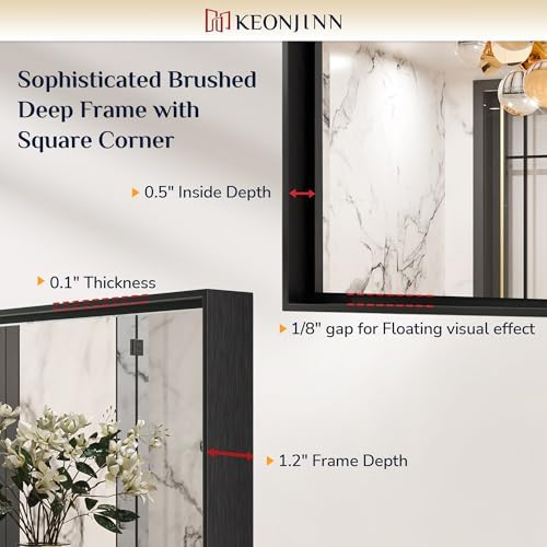 Keonjinn 55x30 Inch Black Bathroom Mirror - Image 3