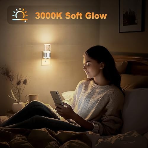 JandCase Night Light, Night Lights Plug into Wall, 2 Pack 3000K Warm White - Image 5