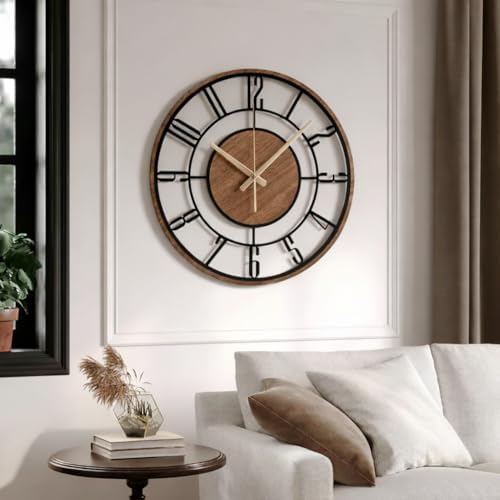 Metal Large Wall Clock, Silent Battery Operated Clocks - Image 4