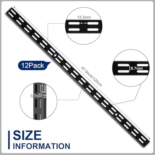 MorningRo 12 Pack 47.5" Dual Track Shelving Rail, Dual Slot Upright - Image 3