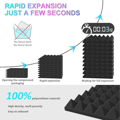 JBER 24 Pack Sound Foam Panels, Pyramid Soundproofing Studio Wall Panels - Image 4