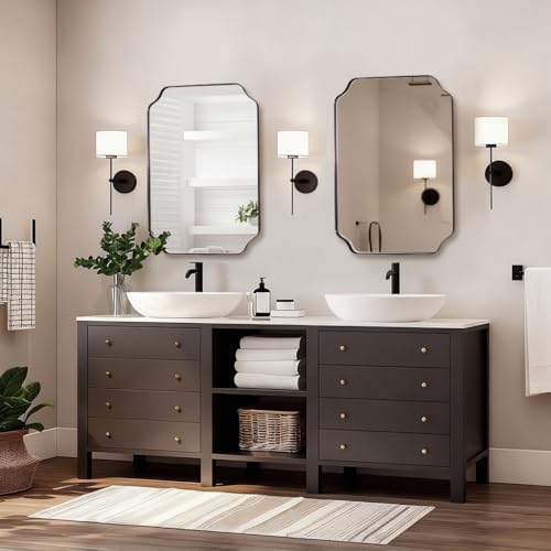 ANDY STAR Brushed Bronze Scalloped Mirror, Unique Rectangular Bathroom Mirror - Image 6
