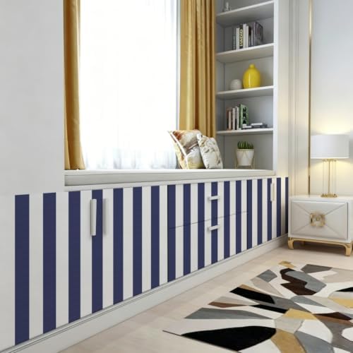 Jeweluck Blue Striped Wallpaper Peel and Stick Wallpaper 17.7”x196.8” - Image 6