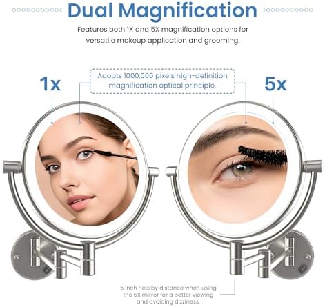 KIBI Circular Wall Mount Makeup Mirror - Image 3