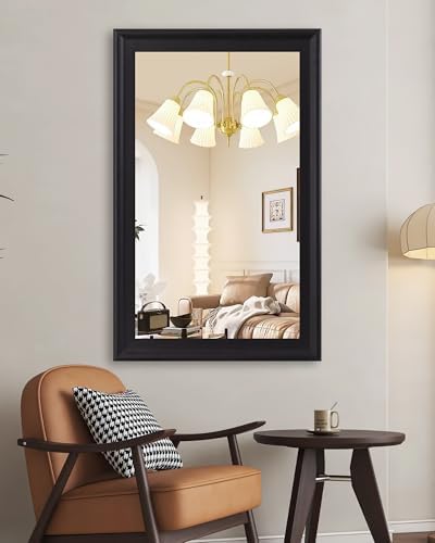 Black Wall Mirror for Bathroom, Rectangle Rustic Large 30 x 48 inch Mirrors - Image 4