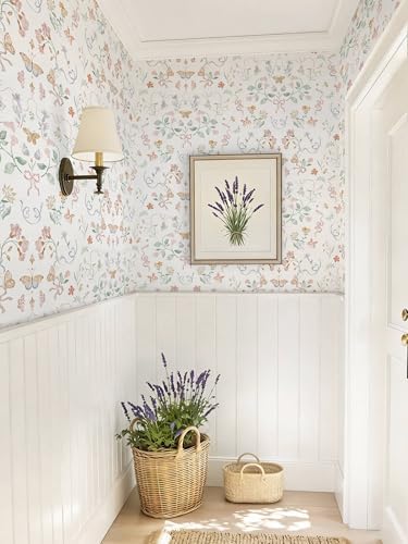 Peel and Stick Wallpaper for Nursery White Cute Bow Leaf Waterproof - Image 5