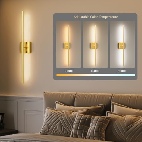 Morauroral 24 Inch Painted Gold Battery Operated Wall Sconces Set of 2 - Image 6