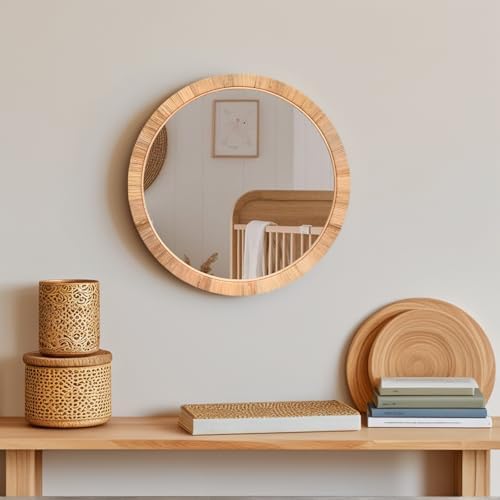 FUIN 25" Boho Chic Round Rattan Mirror - Image 6