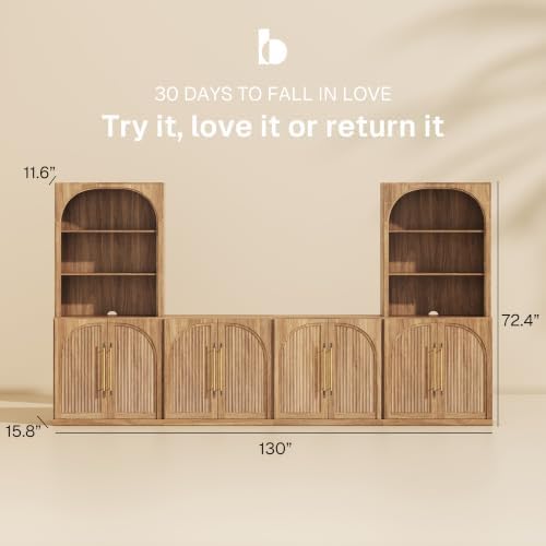 BELLEZE Jagger 130" Wall Unit 5-Piece Modular TV Stand - Image 2