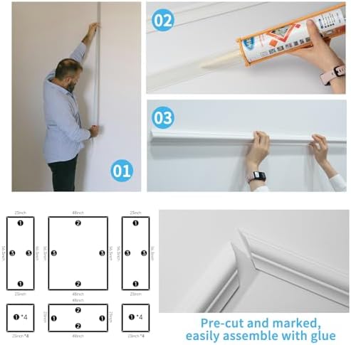 Art3d Pre-Cut Wall Molding Set, Ready-to-Assemble Panels, 3 Top 3 Bottom - Image 6