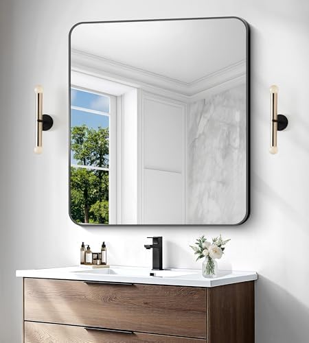 BONEWEI 36x40 inch Bathroom Mirror, Wall Mounted Bathroom Frame Vanity Mirror - Image 2