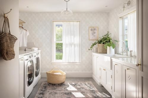 Dimoon Boho Peel and Stick Wallpaper Beige Lines Contact Paper 17.3x197in - Image 6