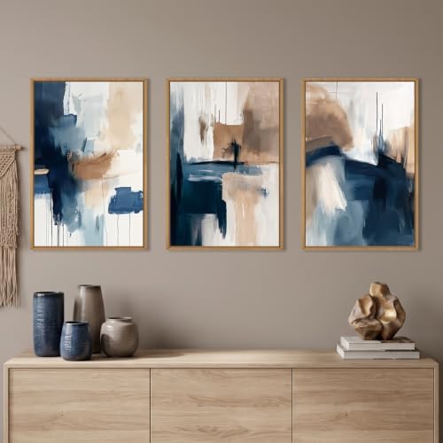Large Abstract Brush Stroke Framed Canvas Wall Art, Modern Pastel Wall Decor - Image 3