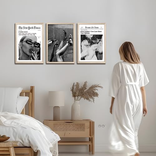 Trendy The New York Times Wall Art 16x24 in Wood Framed Black and White Elegant - Image 2