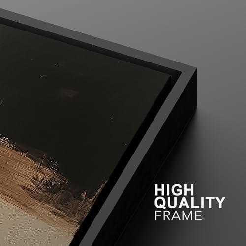 MUDECOR Framed Canvas Print Wall Art Dark Abstract Black and Beige Minimalist - Image 6