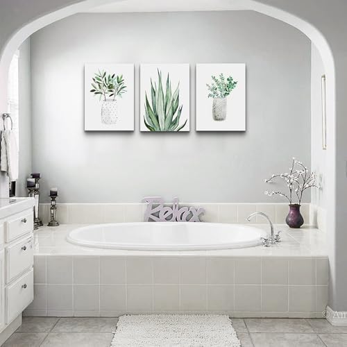 Lapremoly 3 Piece Green Plants Ink Wall Paintings Canvas Wall Art - Image 6