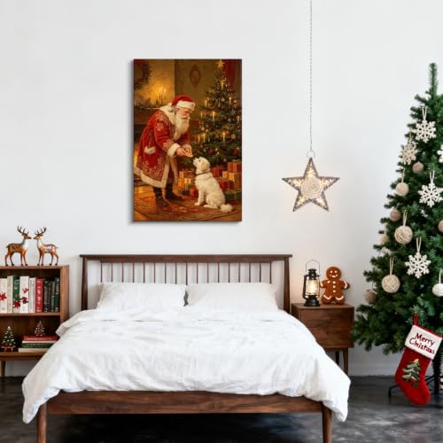 AVANT GARDE CANVAS Christmas Canvas Wall Art, Santa Feeding Dog Biscuits Poster - Image 4