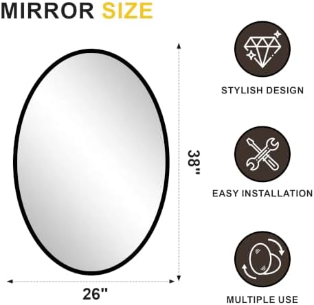 Black Oval Bathroom Mirror for Wall - Image 2