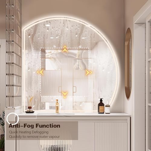 Niccy Half Moon LED Bathroom Mirrors, Irregular Backlit Vanity Mirror - Image 5