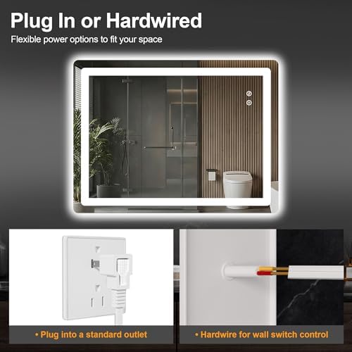 LED Bathroom Mirror with Lights, 24 x 32 Lighted Vanity Wall Mirror - Image 7