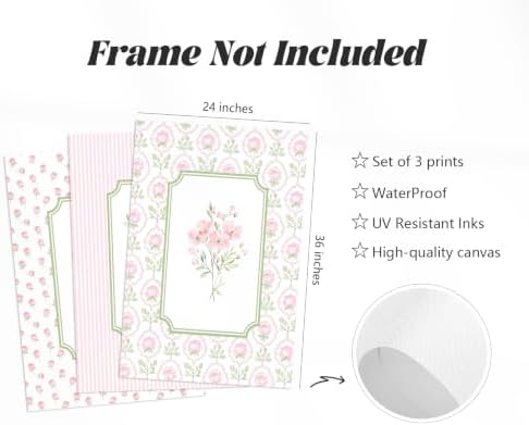Pink Floral Wall Art Nursery Flower Canvas Wall Decor Baby Girl Wildflower - Image 2