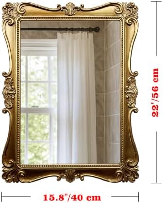 Antique Gold Wall Mirror, Vintage European Ornate Carved Frame - Image 2