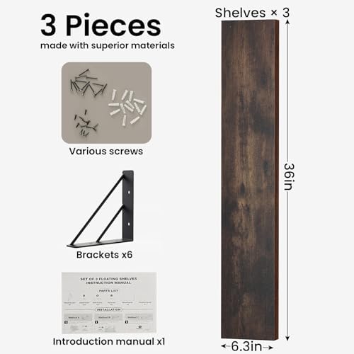 BAYKA 36" Long Wall Mounted Floating Shelves - Image 2