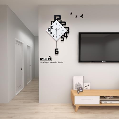 FLEBLE Large Wall Clocks for Living Room Decor Pendulum Battery Operated - Image 2