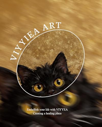 VIYYIEA Vintage Gold Framed Wall Art, Cute Fluffy Black Cat, 8x10 Inch - Image 7
