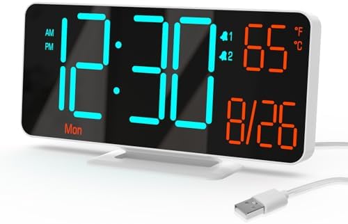 KOSUMOSU Desk Clock, 6.7in Small Digital Clock by KOSUMOSUTECHNOLOGY