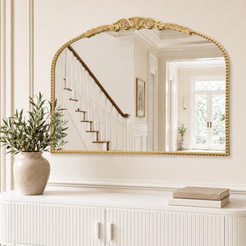 Besdomus Vintage Vanity Mirror: 32”x24” French Rose Gold Arched Mirror - Image 6
