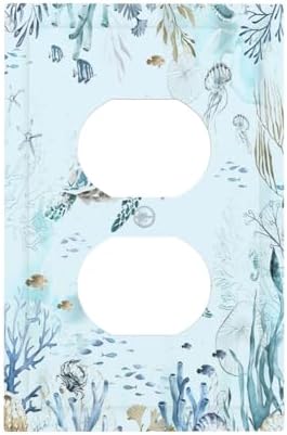 Outlet Covers Teal Blue Ocean Sea Turtle Seabed Plants 1 Gang Duplex Light by Lightswitchcovers