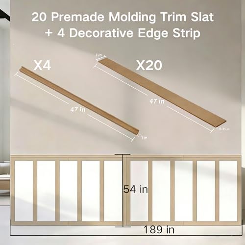 189 x 54 Inch MDF Premade Board and Batten Paintable Wainscoting Kit - Image 5