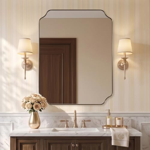 ANDY STAR 28"x36" Champagne Bronze Scalloped Mirror by ANDYSTAR