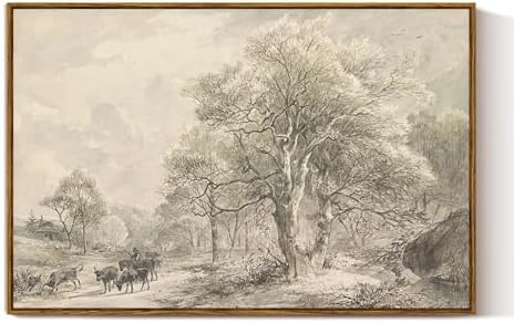 VIYYIEA Large Vintage Landscape Canvas Wall Art, 24x36 Inch, Framed Natural by VIYYIEAART