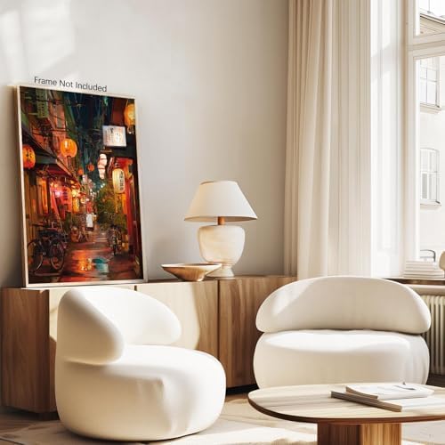 Japanese Tokyo Tea House Canvas Wall Art Asian Lantern Street Night Scene - Image 5