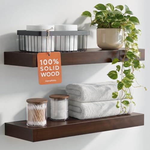 Homeforia 20 Inch Floating Shelves, High-End Solid Pine Wood by Homeforia