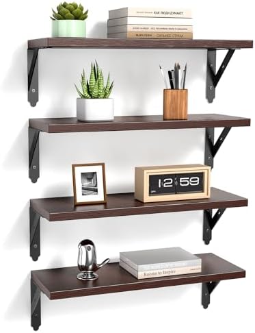 ROMGUAR CRAFT Wood Wall Floating Shelves Set of 4 - Image 7