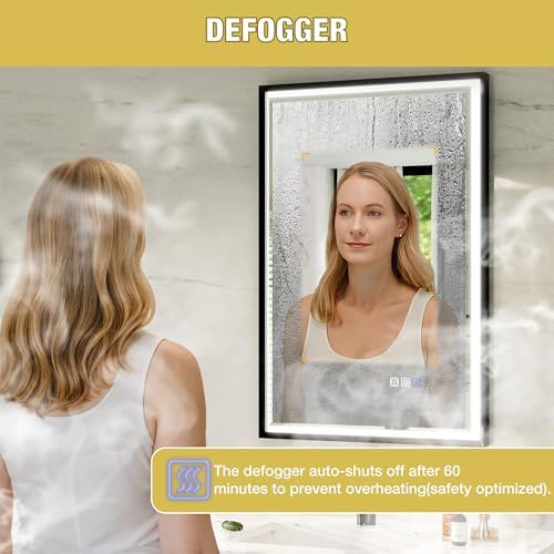 22x34 LED Bathroom Mirror with Lights, Beveled Framed Smart Bathroom Vanity - Image 5