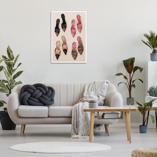 Pink Heel Leopard Posters Trendy Bow Leopard Heels Canvas Wall Art Coquettish - Image 4