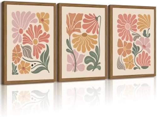 Boho Flower Wall Art Decor Abstract Floral Canvas Prints Botanical Plant Wall by Tanmart