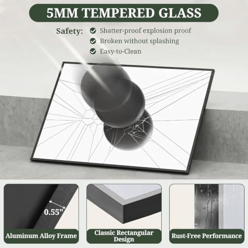 Bathroom Mirror for Wall, 40x30 Inch HD Tempered Glass Vanity Mirror - Image 6