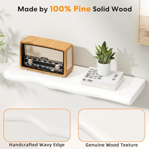 Organic Wavy Edge Floating Shelves, Hidden Brackets, 2 Pack 24 in - Image 5