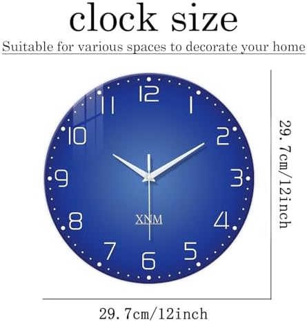 XNM Modren Minimalist Glass Wall Clocks Battery Operated 12 Inch - Image 3