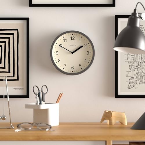 JONES CLOCKS® Spin wall Clock | Small Modern Round Clock | 8" | Dark Gray | - Image 2