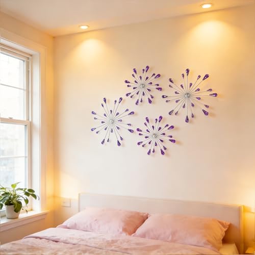 ZEXUIRU 4 Set Silver Starburst Wall Art - Image 5