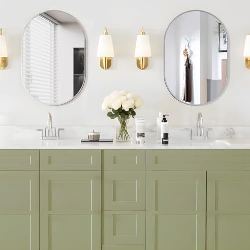 Oval Bathroom Mirror Wall Vanity Oval Mirrors, 2 Pieces 20"x30" Silver Bathroom - Image 2