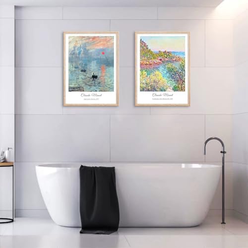 Framed Claude Monet Sunrise Canvas Wall Art, Vintage Impression Paintings - Image 6