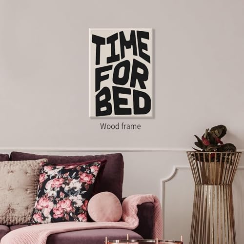 Black And White Time For Bed Poster Funny Quotes Wall Art 16x24 inch Framed - Image 3