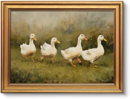 VIYYIEA Vintage White Ducks Oil Painting Wall Art, 12X16 Inch by VIYYIEAART